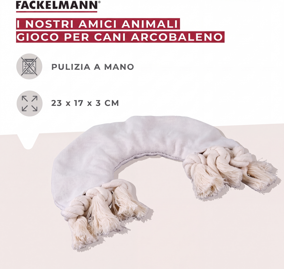 Treccia gioco per cani, in cotone, 23×17×3 cm