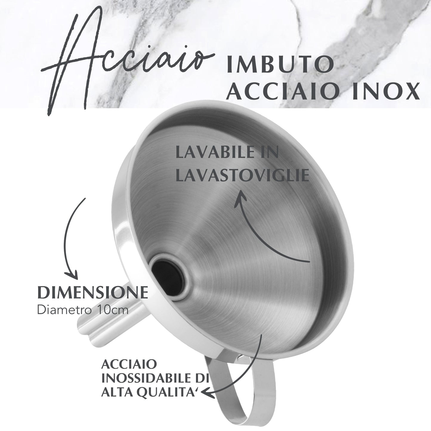 Imbuto da cucina Ø10 cm, in acciaio inox