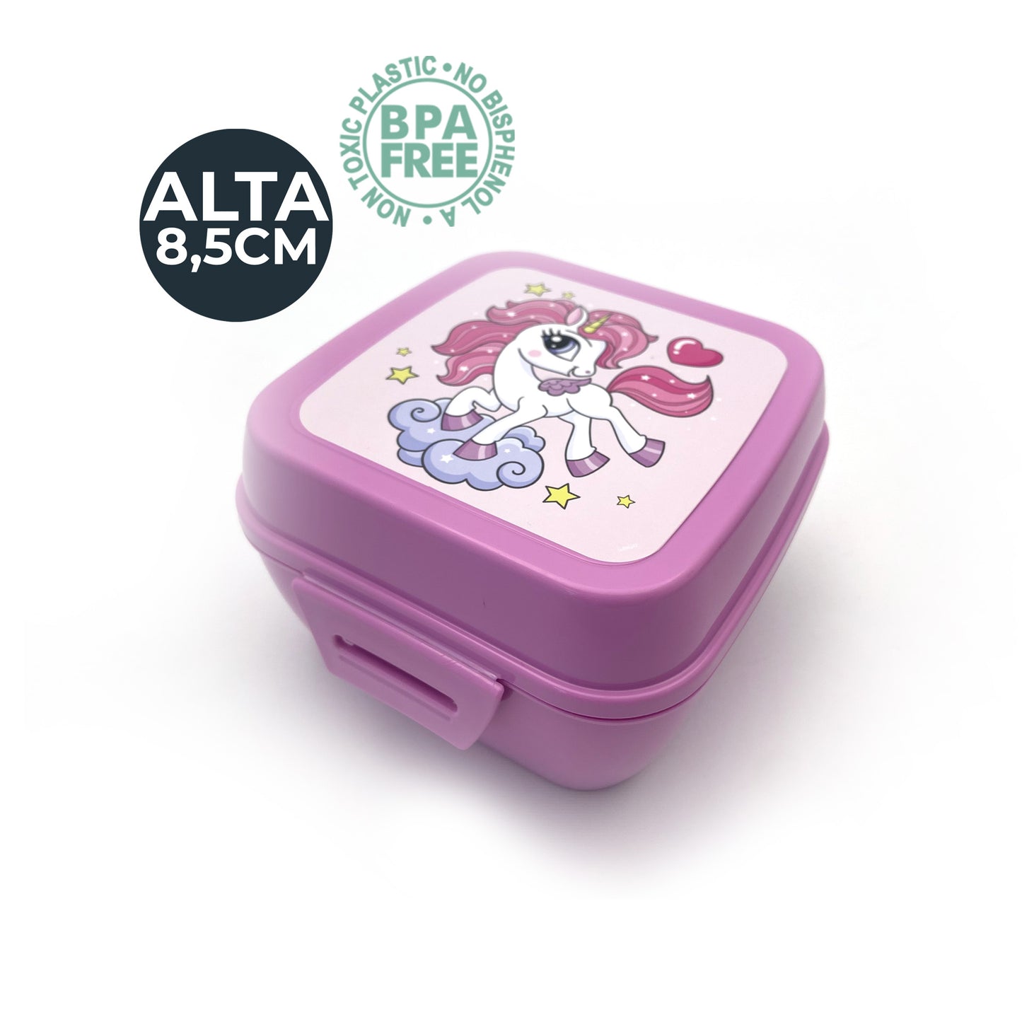 Lunch box porta merenda, quadrato, design unicorni