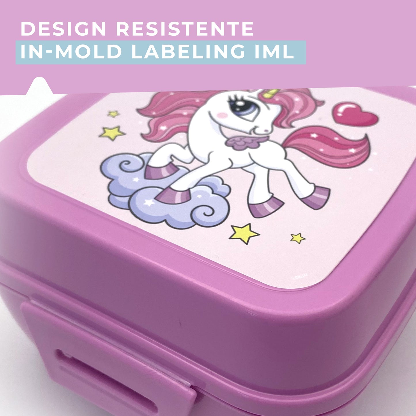 Lunch box porta merenda, quadrato, design unicorni