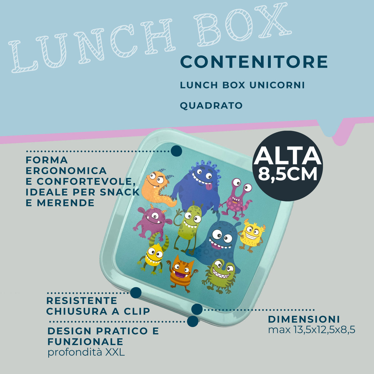 Lunch box porta merenda, quadrato