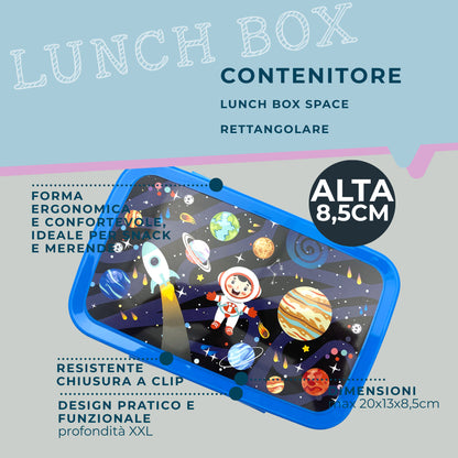 Lunch box porta merenda, rettangolare, design spazio