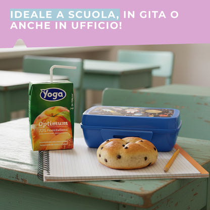 Lunch box porta merenda, rettangolare, design spazio