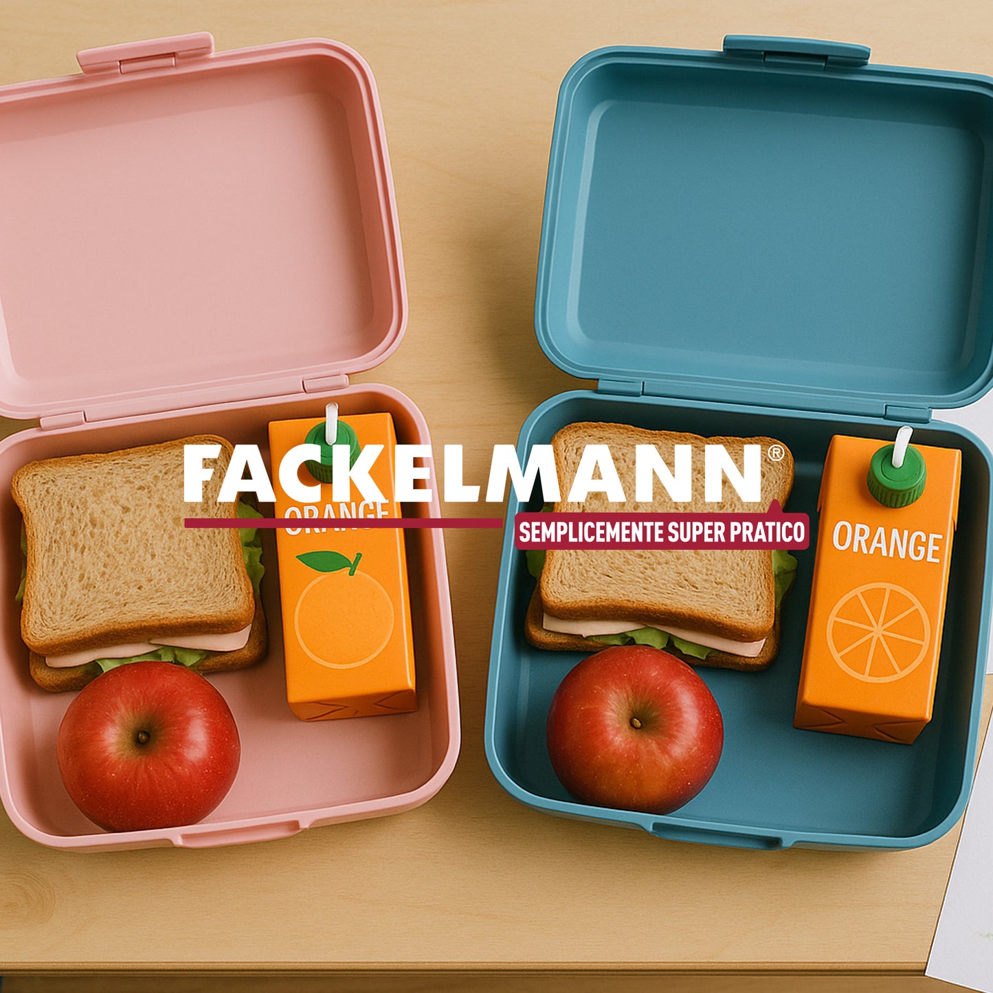 Lunch box porta merenda, rettangolare, design spazio
