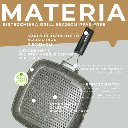 Bistecchiera grill effetto pietra, 28 cm, Linea Materia