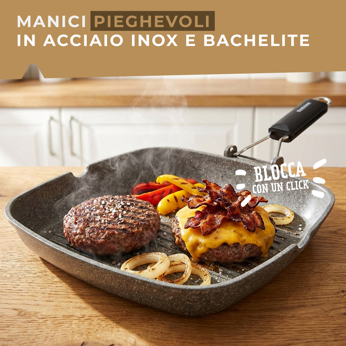 Bistecchiera grill effetto pietra, 28 cm, Linea Materia