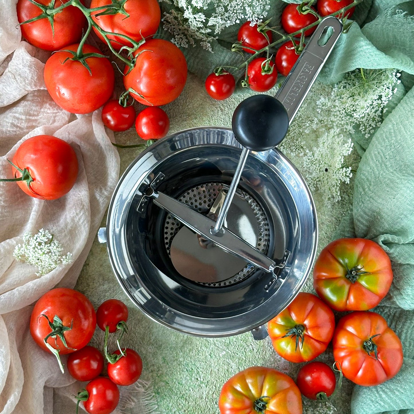 Passaverdure due dischi Ø 20 cm, acciaio inox