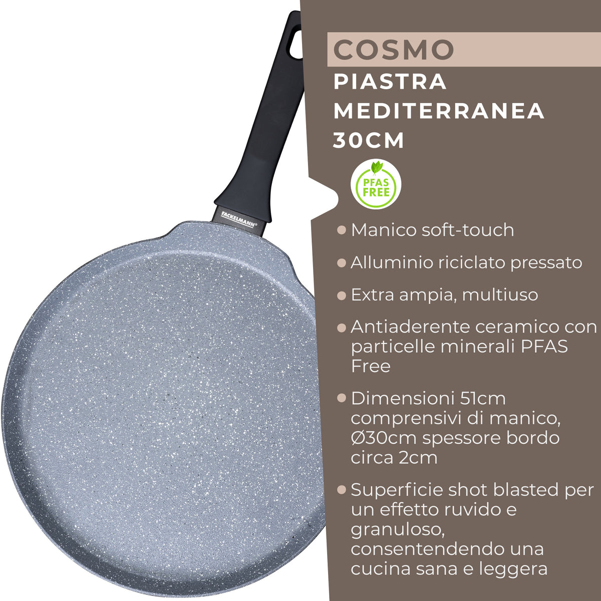 Piastra padella piana antiaderente, Linea Cosmo