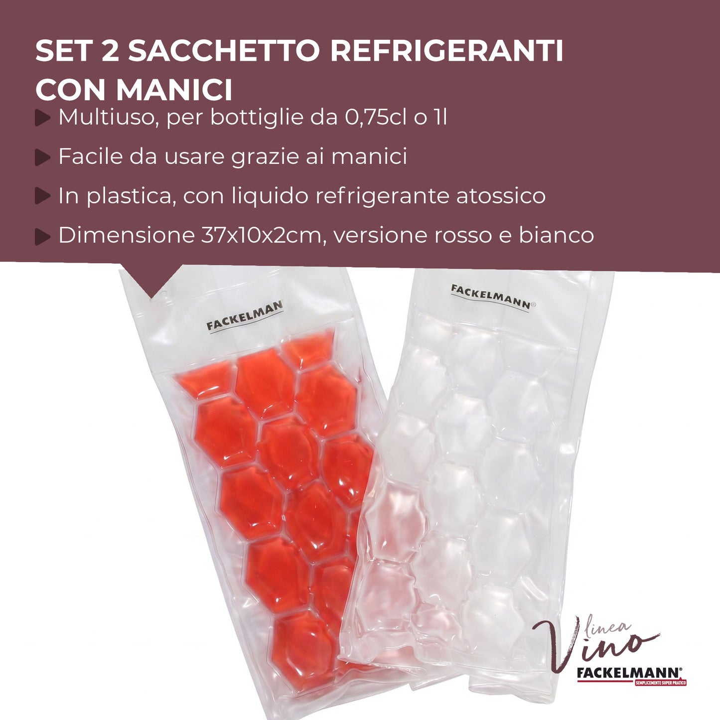Set da 2 Sacchetti refrigeranti per bottiglie, bianco e rosso