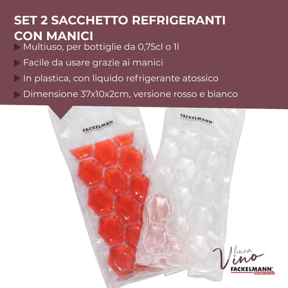 Set da 2 Sacchetti refrigeranti per bottiglie, bianco e rosso