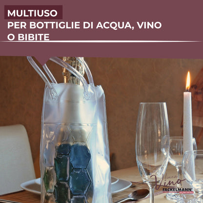 Set da 2 Sacchetti refrigeranti per bottiglie, bianco e rosso