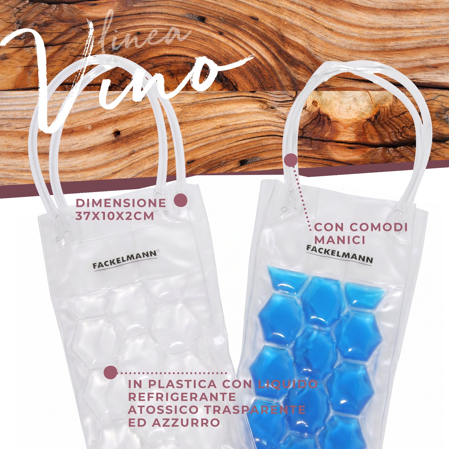Set da 2 Sacchetti refrigeranti per bottiglie, bianco e blu