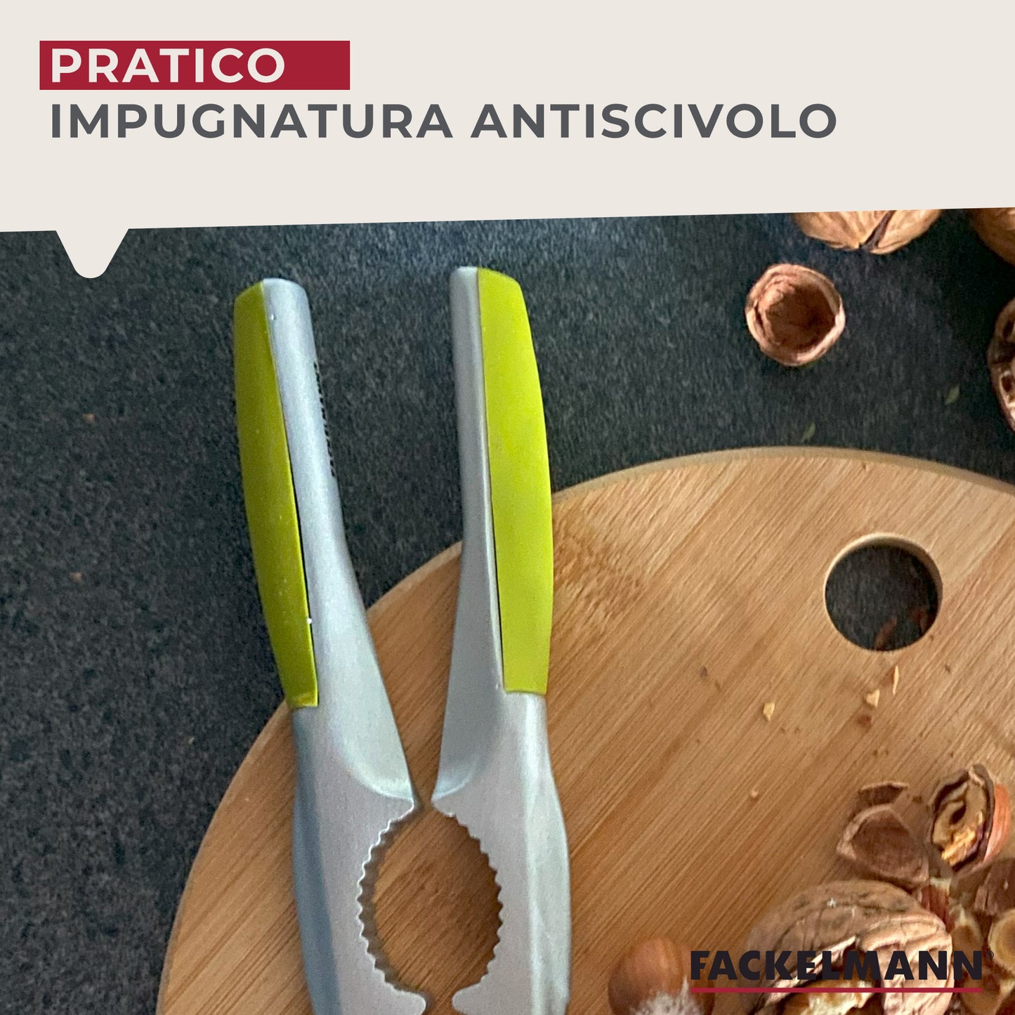 Schiaccianoci in alluminio con impugnatura antiscivolo Soft Grip