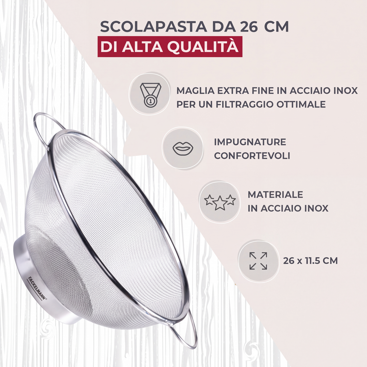 Colapasta in rete acciaio inox, Ø25cm