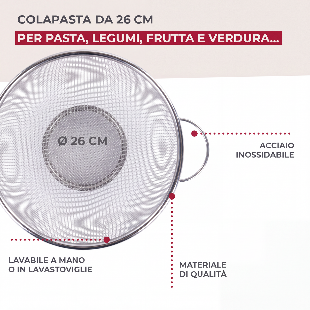 Colapasta in rete acciaio inox, Ø25cm
