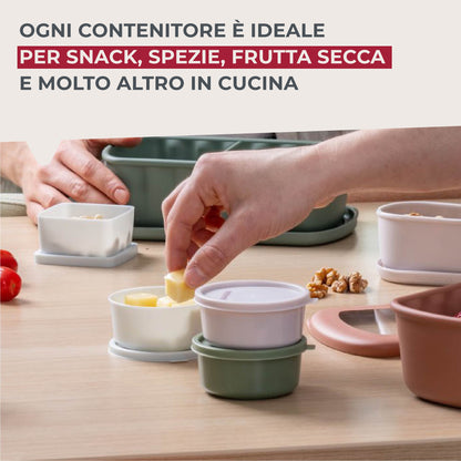 Set di 3 contenitori tondi per snack, condimenti, spezie, frutta secca, Ø 8 x 3,5 cm