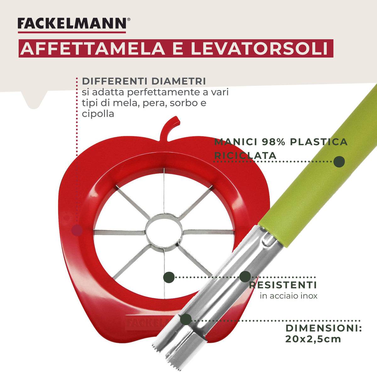 Set affetta mele e leva torsoli