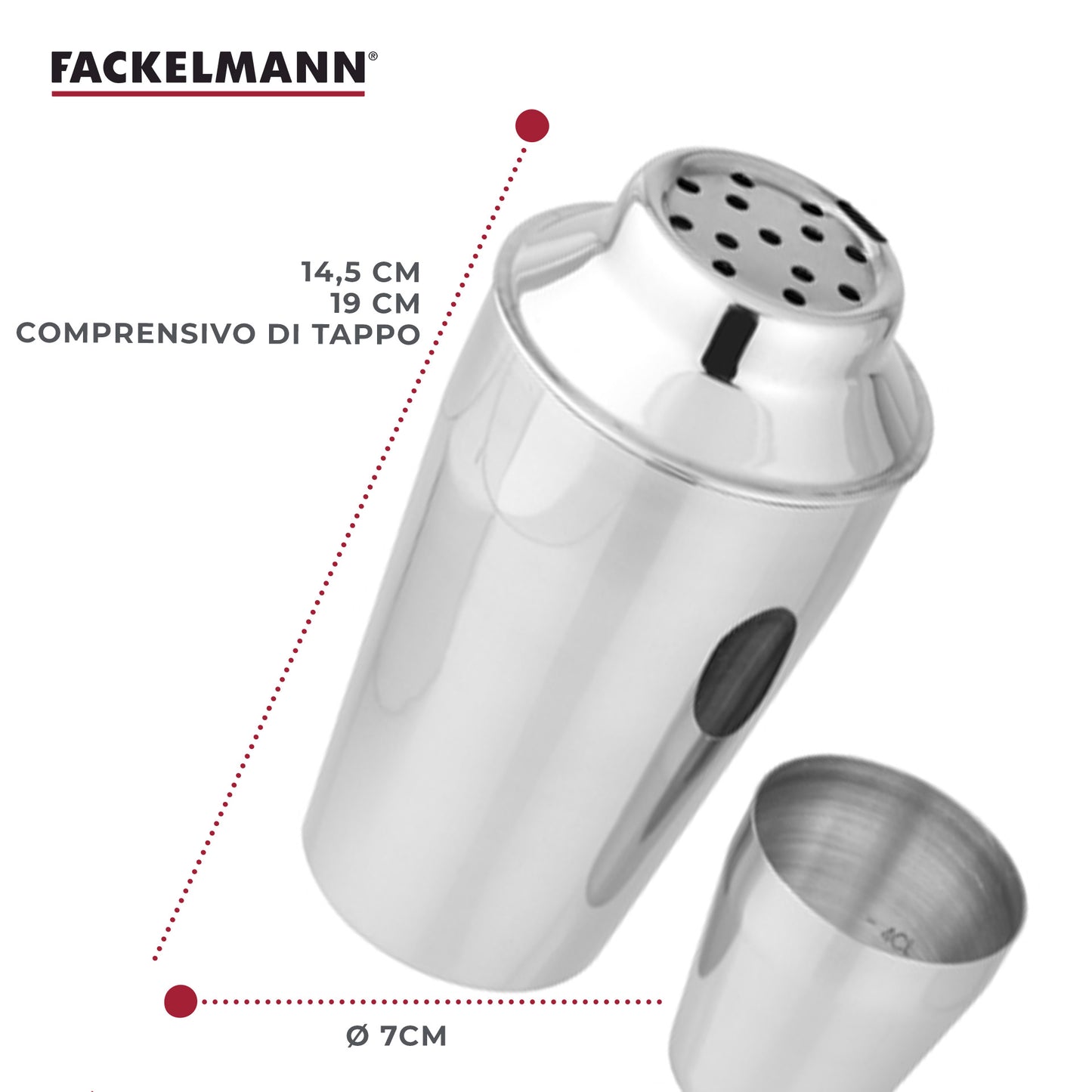 Set per Cocktail, miscelatore shaker, misurino dosatore e forma ghiaccio