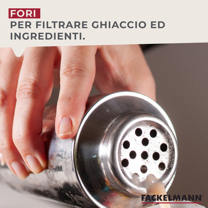 Set per Cocktail, miscelatore shaker, misurino dosatore e forma ghiaccio