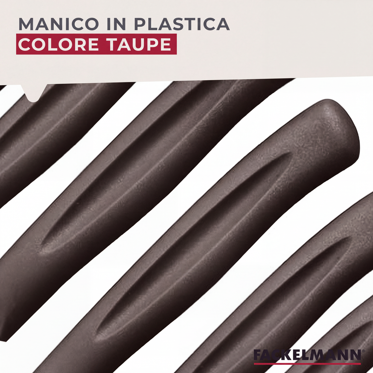 Set 12 Coltelli Lama Seghettata a punta, 21 cm, Acciaio Inox, Manico Tortora