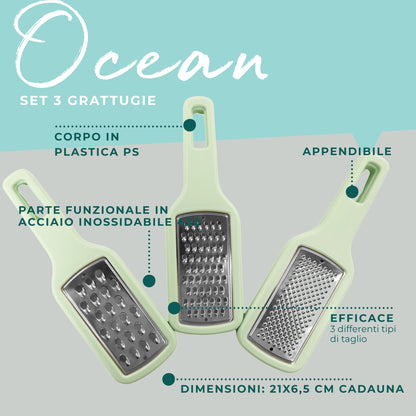 Set di 3 Grattugie, Linea Ocean