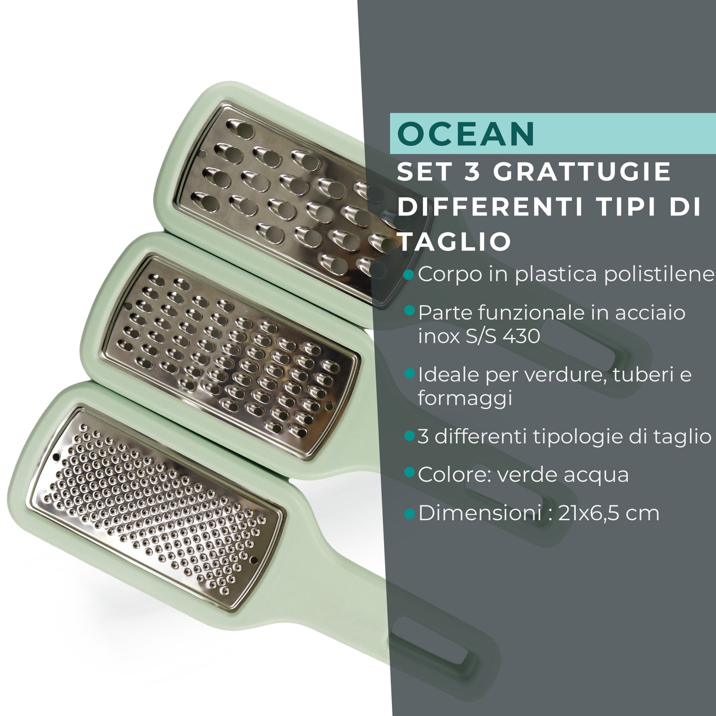 Set di 3 Grattugie, Linea Ocean