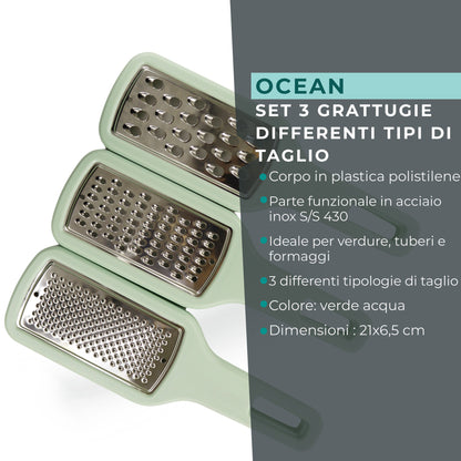 Set di 3 Grattugie, Linea Ocean
