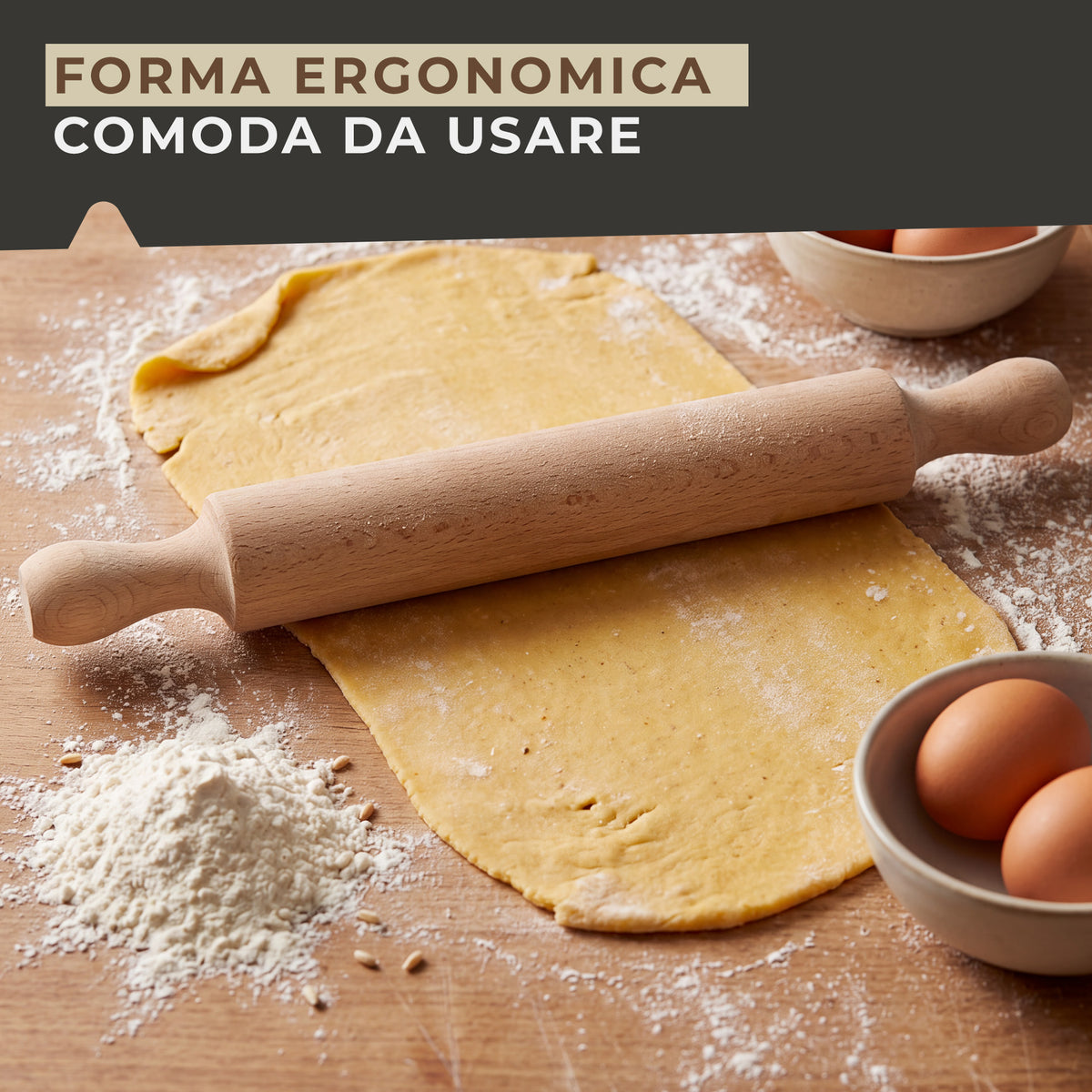 Set 2 Mattarelli in Legno di Faggio 35 cm – Mattarello per Pizza e Pasta
