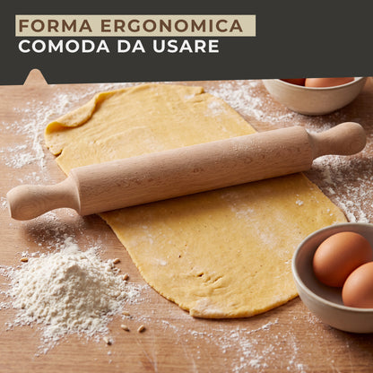 Set 2 Mattarelli in Legno di Faggio 35 cm – Mattarello per Pizza e Pasta