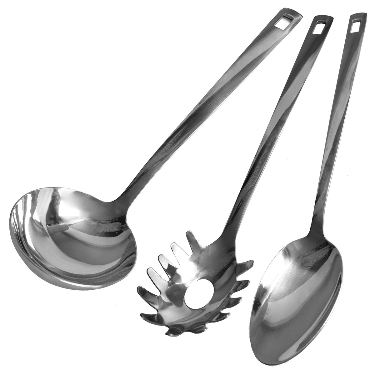Set Cucchiaio, Mestolo e Servispaghetti in Acciaio Inox
