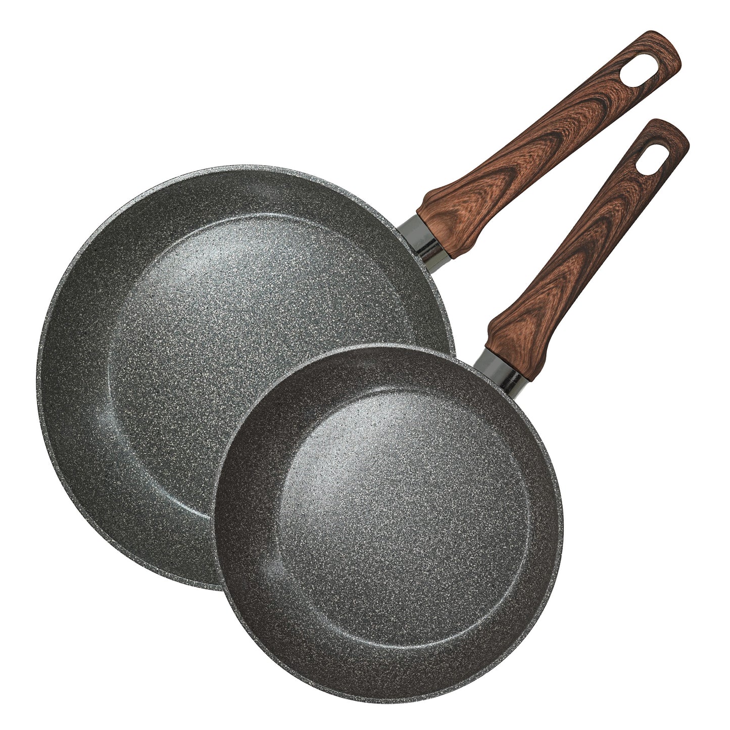 Set 2 padelle Ø24 e Ø28 cm, in alluminio riciclato forgiato, Linea Materia