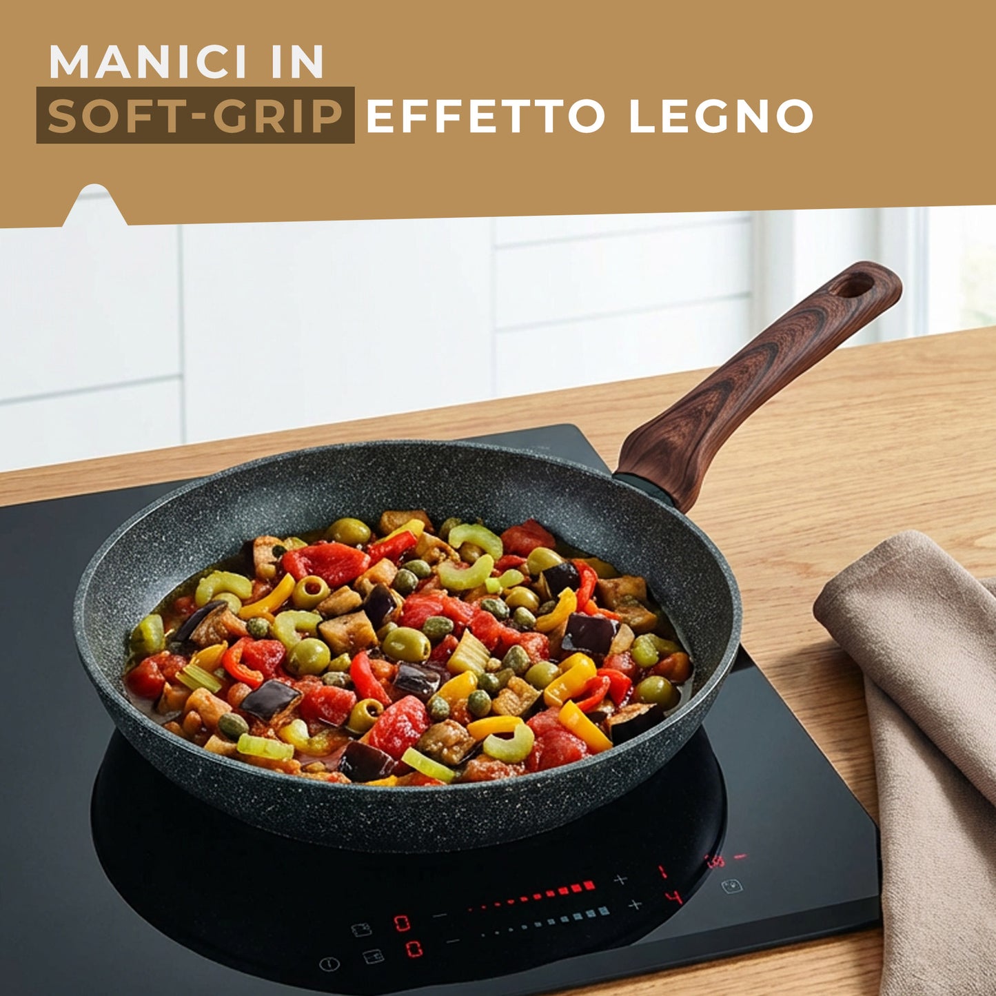 Set 2 padelle Ø24 e Ø28 cm, in alluminio riciclato forgiato, Linea Materia