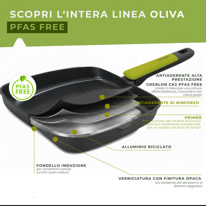 Set Padella Wok e Bistecchiera Grill, Linea Oliva