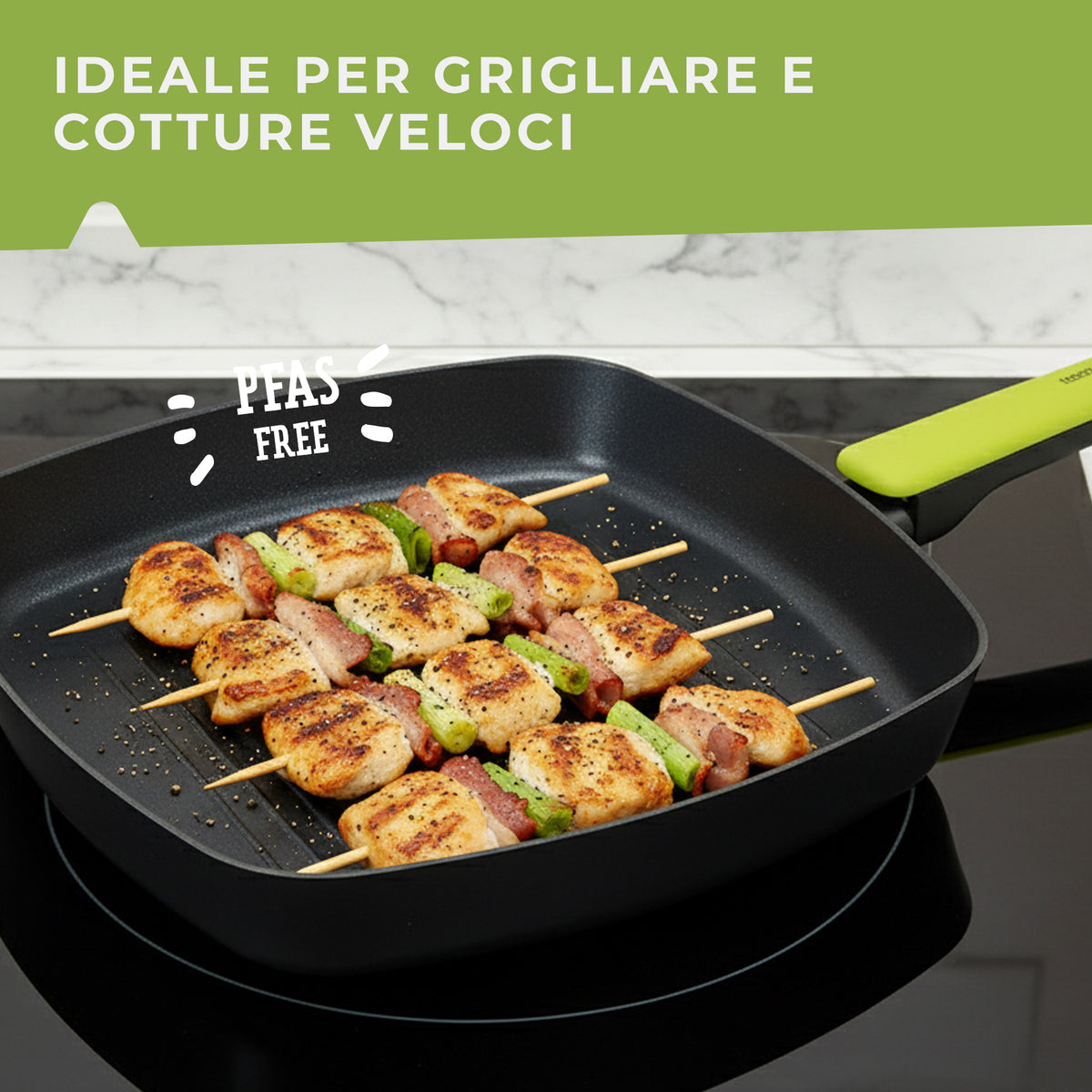 Set Padella Wok e Bistecchiera Grill, Linea Oliva