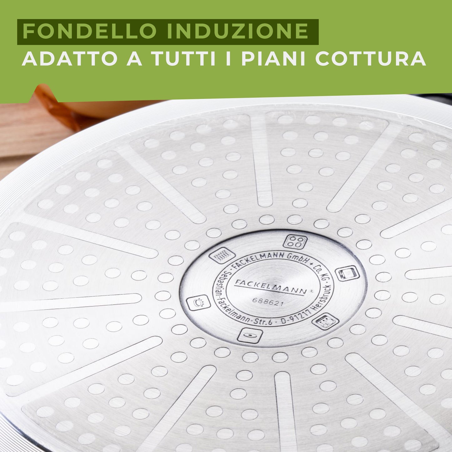 Set 3 padelle antiaderenti in alluminio, fondo a nido d'ape, 20-24-28 cm, Linea Oliva