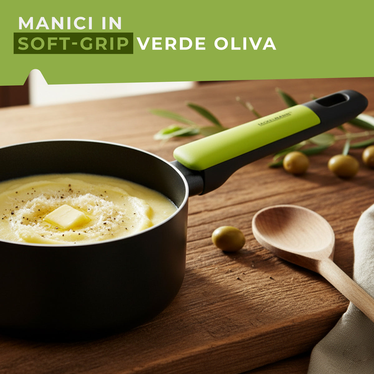 Set Padelle e Casseruola, Linea Oliva