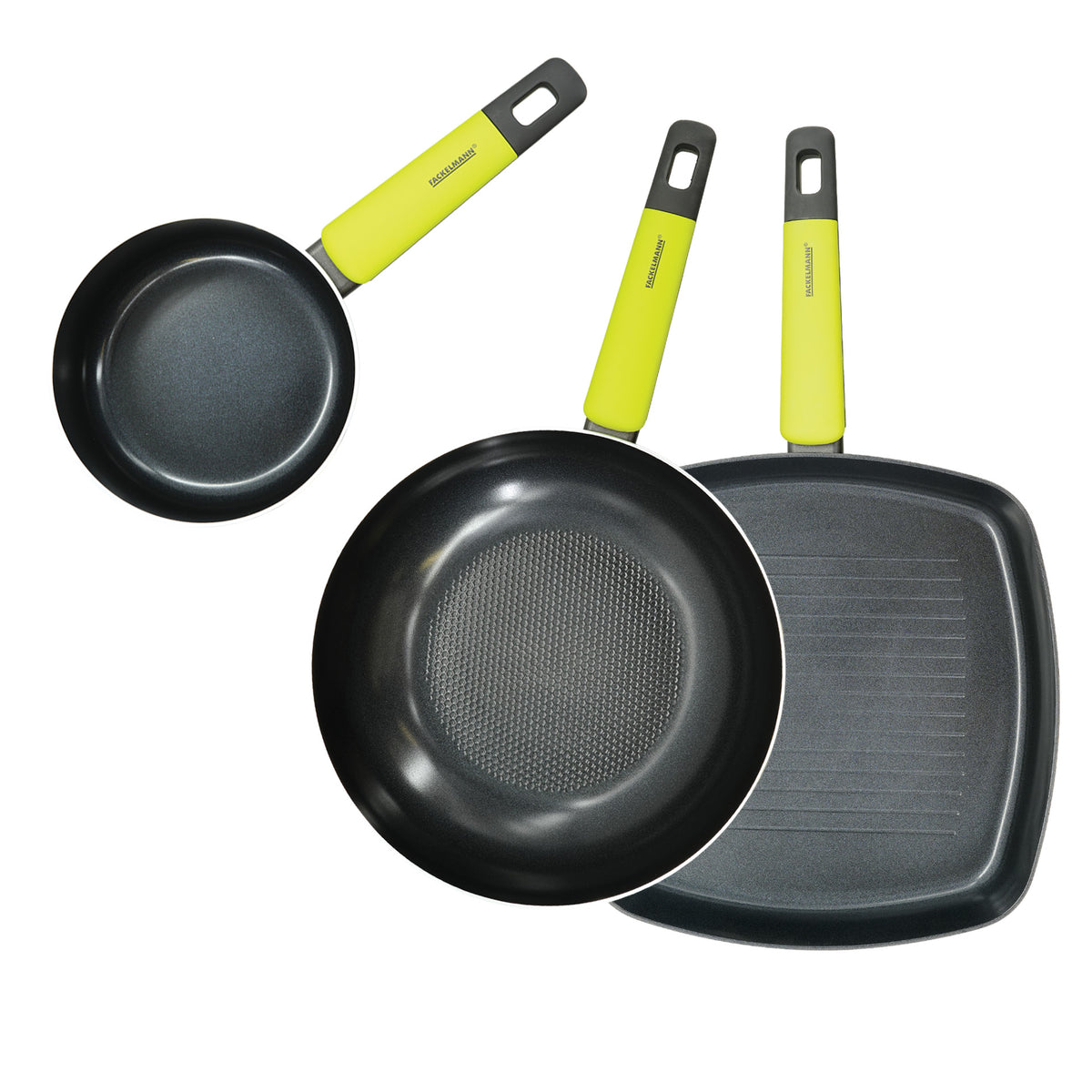 Set Padella Wok, Bistecchiera Grill e Casseruola, Linea Oliva