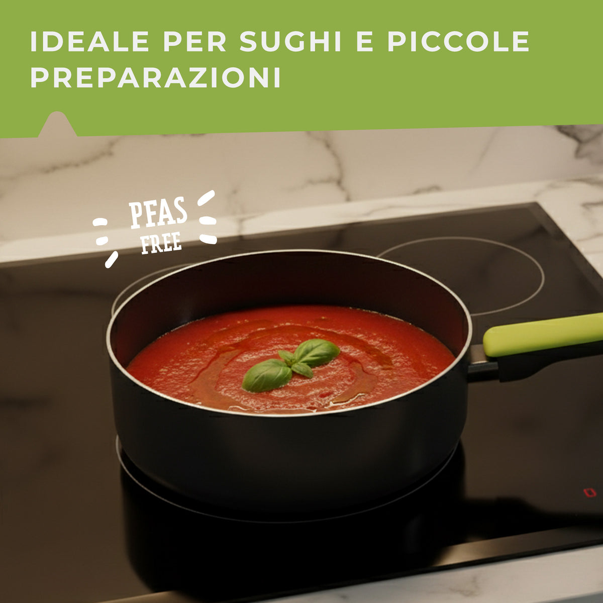 Set Padella Wok, Bistecchiera Grill e Casseruola, Linea Oliva