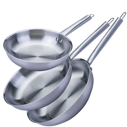 Set di 3 padelle trimetallo, 20, 24, 28 cm, Linea Oval