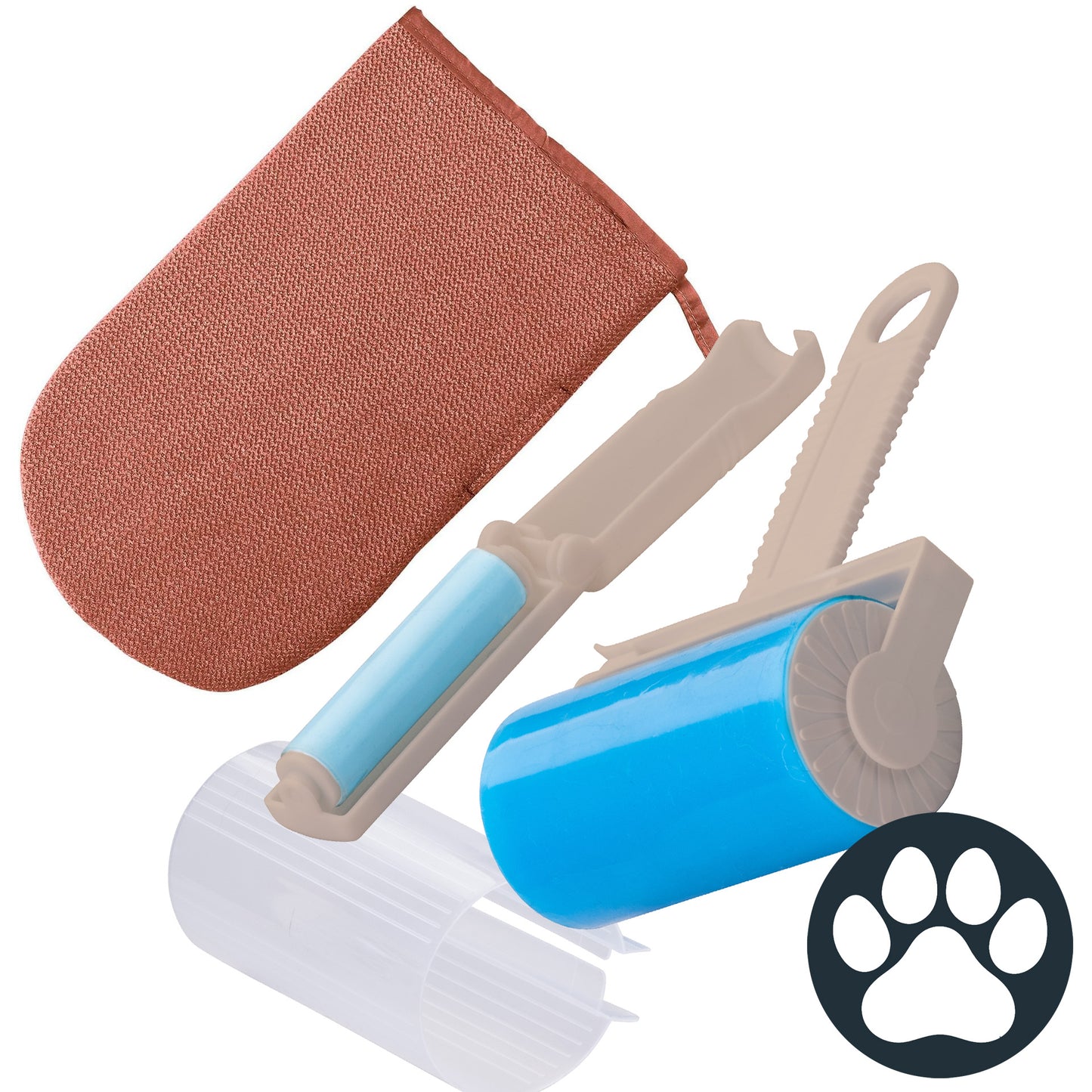 Set animali rimozione peli, guanto e rullo