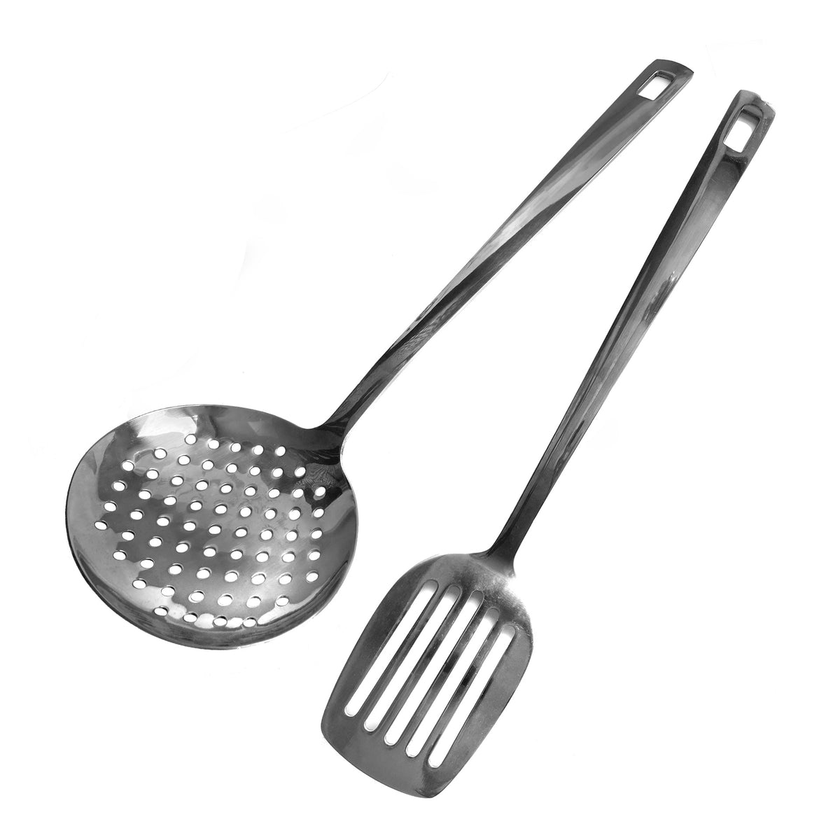 Set Schiumarola e Paletta Forata in Acciaio Inox