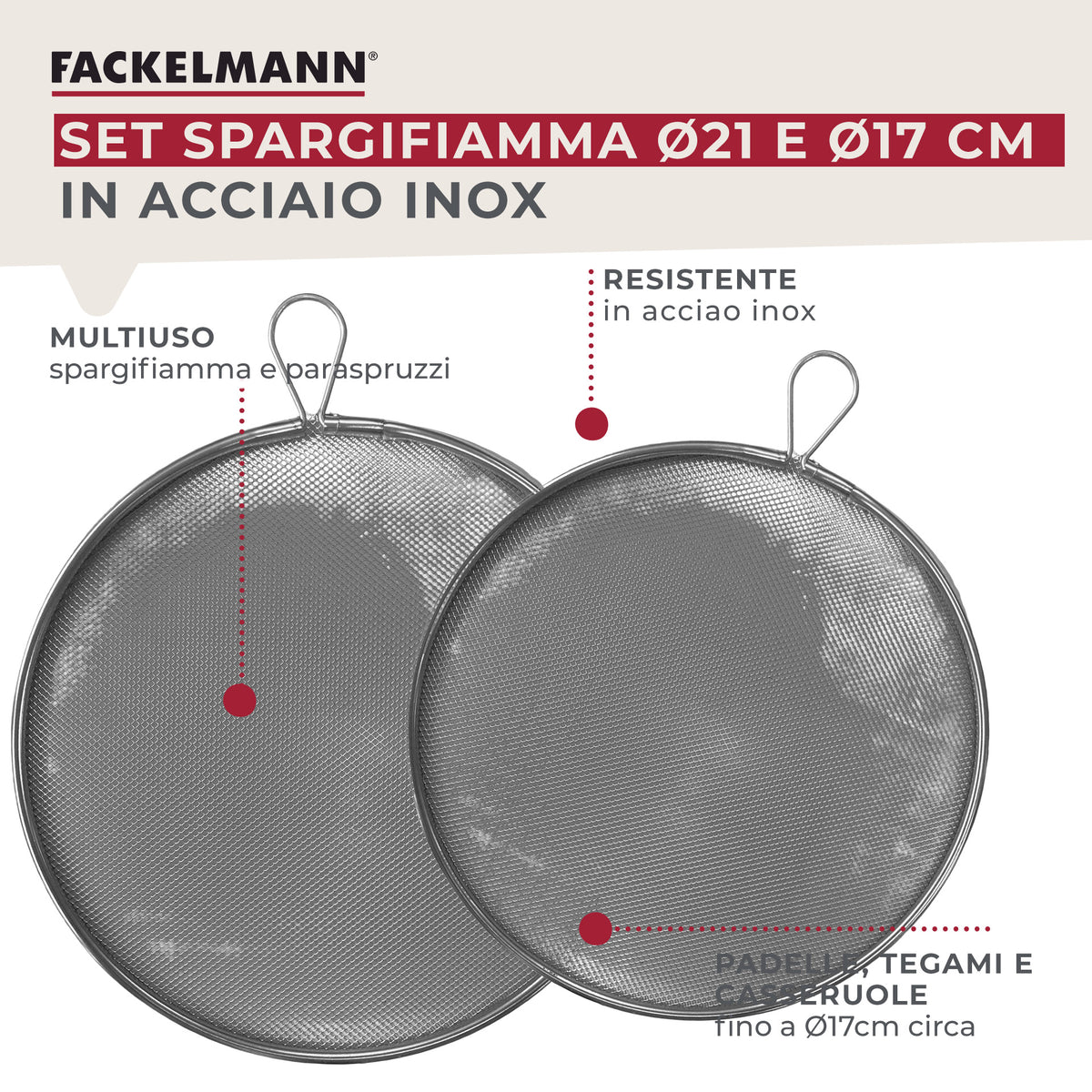 Set di frangifiamma da Ø17 e Ø21 cm