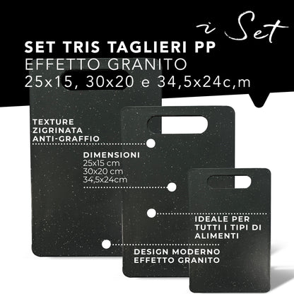 Set 3 Taglieri da Cucina Effetto Granito – Antiscivolo