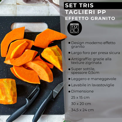 Set 3 Taglieri da Cucina Effetto Granito – Antiscivolo