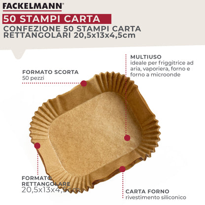 Stampi per friggitrice in carta, 50 pezzi, 20,5 x 14 x 4,5 cm