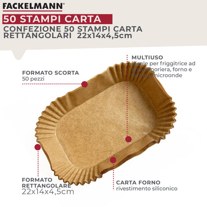 Stampi per friggitrice in carta, 50 pezzi, 22 x 14 x 4,5 cm