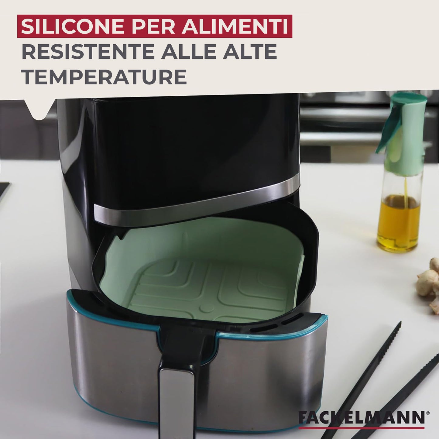Stampo Friggitrice ad aria quadrato, in silicone, 20,5 cm, Linea Ocean