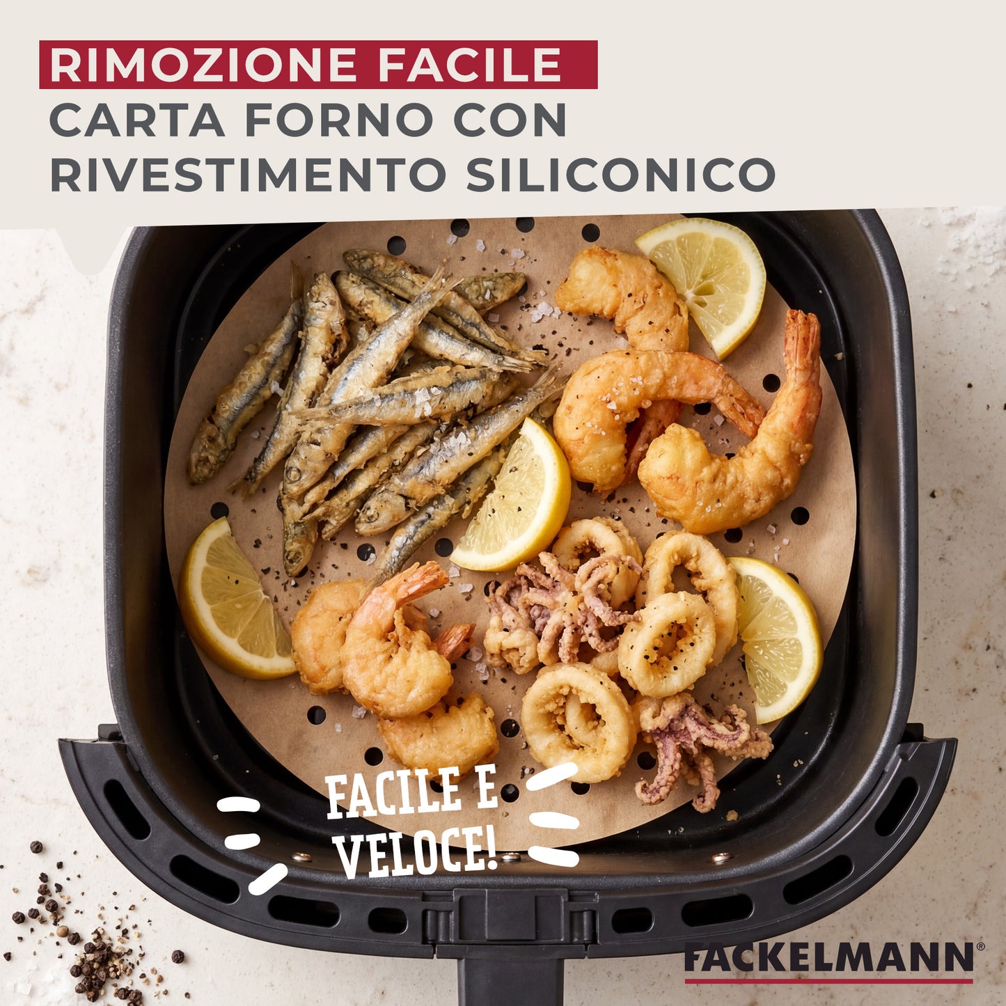 Stampi rotondi per friggitrice in carta forata, 50 pezzi, 22 cm
