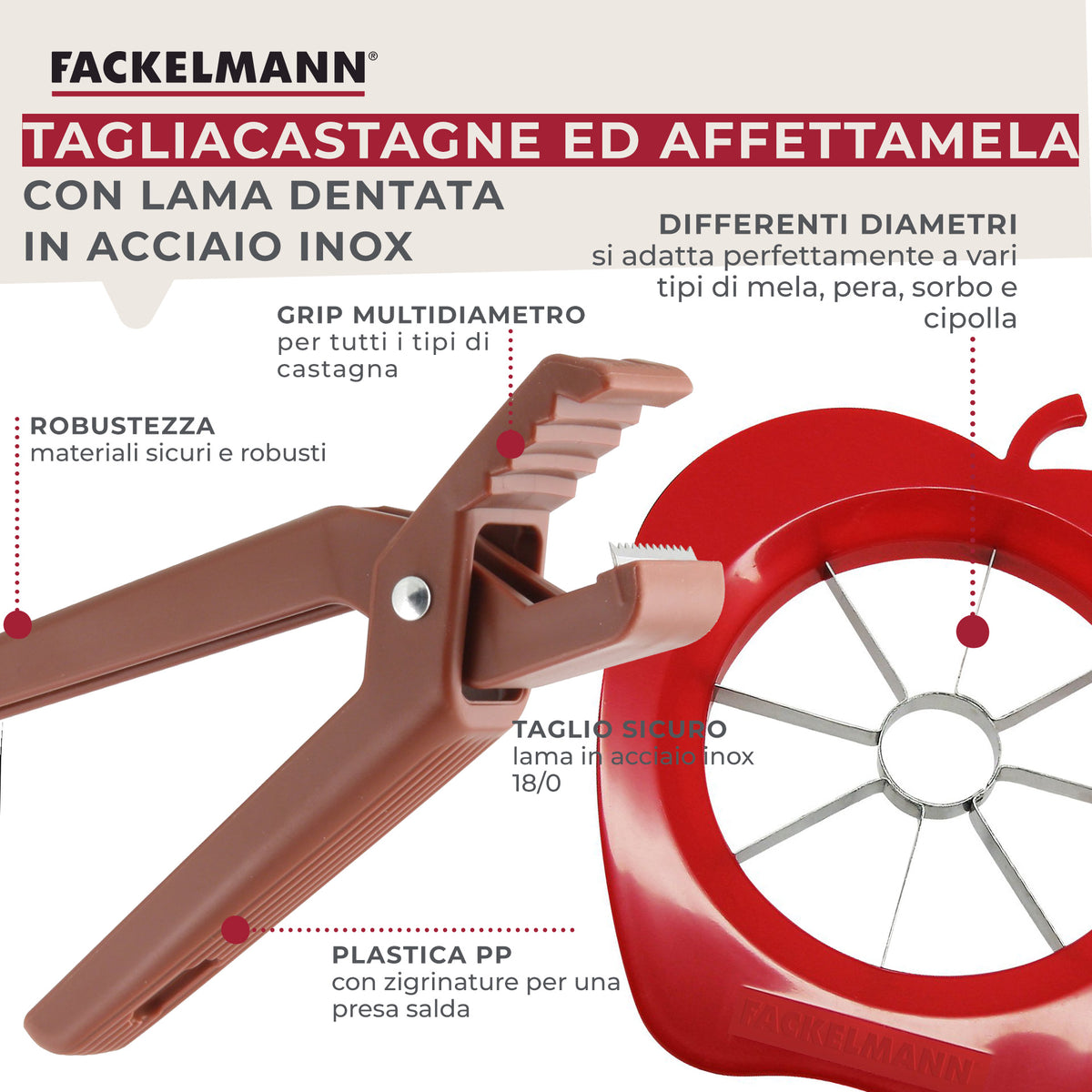 Set taglia castagne e affetta mele
