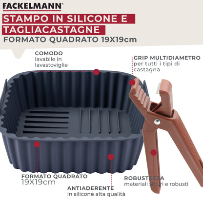 Set taglia castagne e stampo per friggitrice ad aria in silicone 19 cm